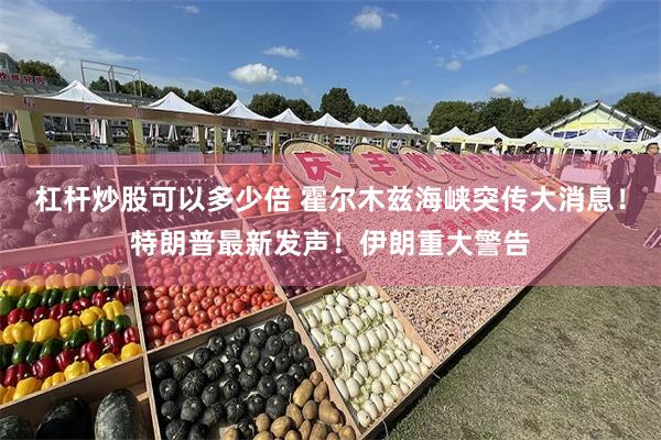 杠杆炒股可以多少倍 霍尔木兹海峡突传大消息！特朗普最新发声！伊朗重大警告