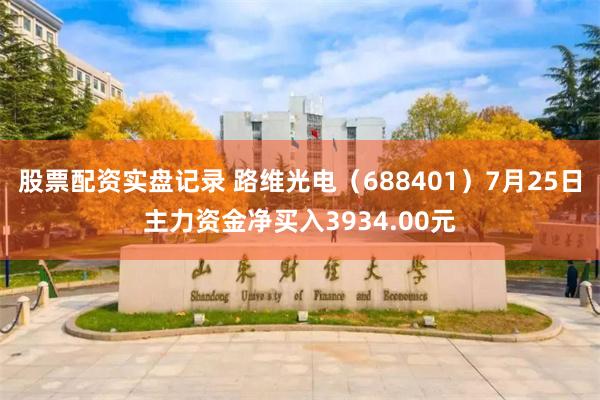 股票配资实盘记录 路维光电（688401）7月25日主力资金净买入3934.00元