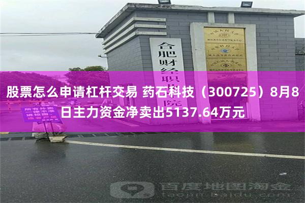 股票怎么申请杠杆交易 药石科技(300725)8月8日主力资金净卖出5137.64万元