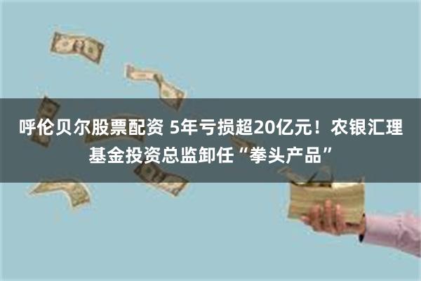 呼伦贝尔股票配资 5年亏损超20亿元！农银汇理基金投资总监卸任“拳头产品”