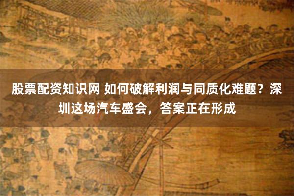 股票配资知识网 如何破解利润与同质化难题？深圳这场汽车盛会，答案正在形成