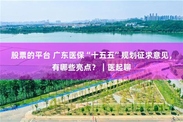 股票的平台 广东医保“十五五”规划征求意见，有哪些亮点？｜医起聊