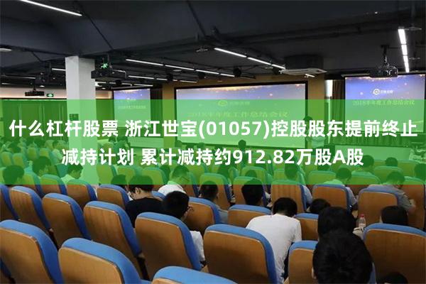 什么杠杆股票 浙江世宝(01057)控股股东提前终止减持计划 累计减持约912.82万股A股