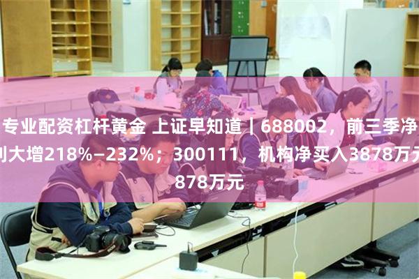 专业配资杠杆黄金 上证早知道｜688002，前三季净利大增218%—232%；300111，机构净买入3878万元