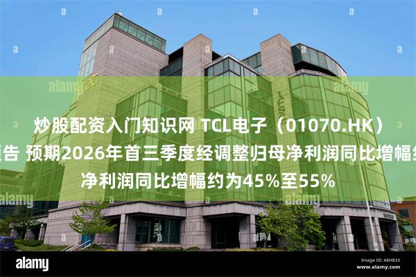 炒股配资入门知识网 TCL电子（01070.HK）发布业绩盈喜预告 预期2026年首三季度经调整归母净利润同比增幅约为45%至55%